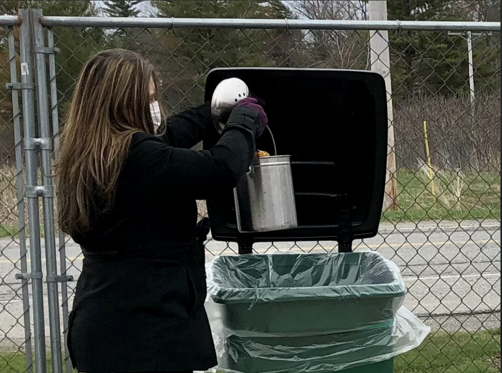 Woman composting